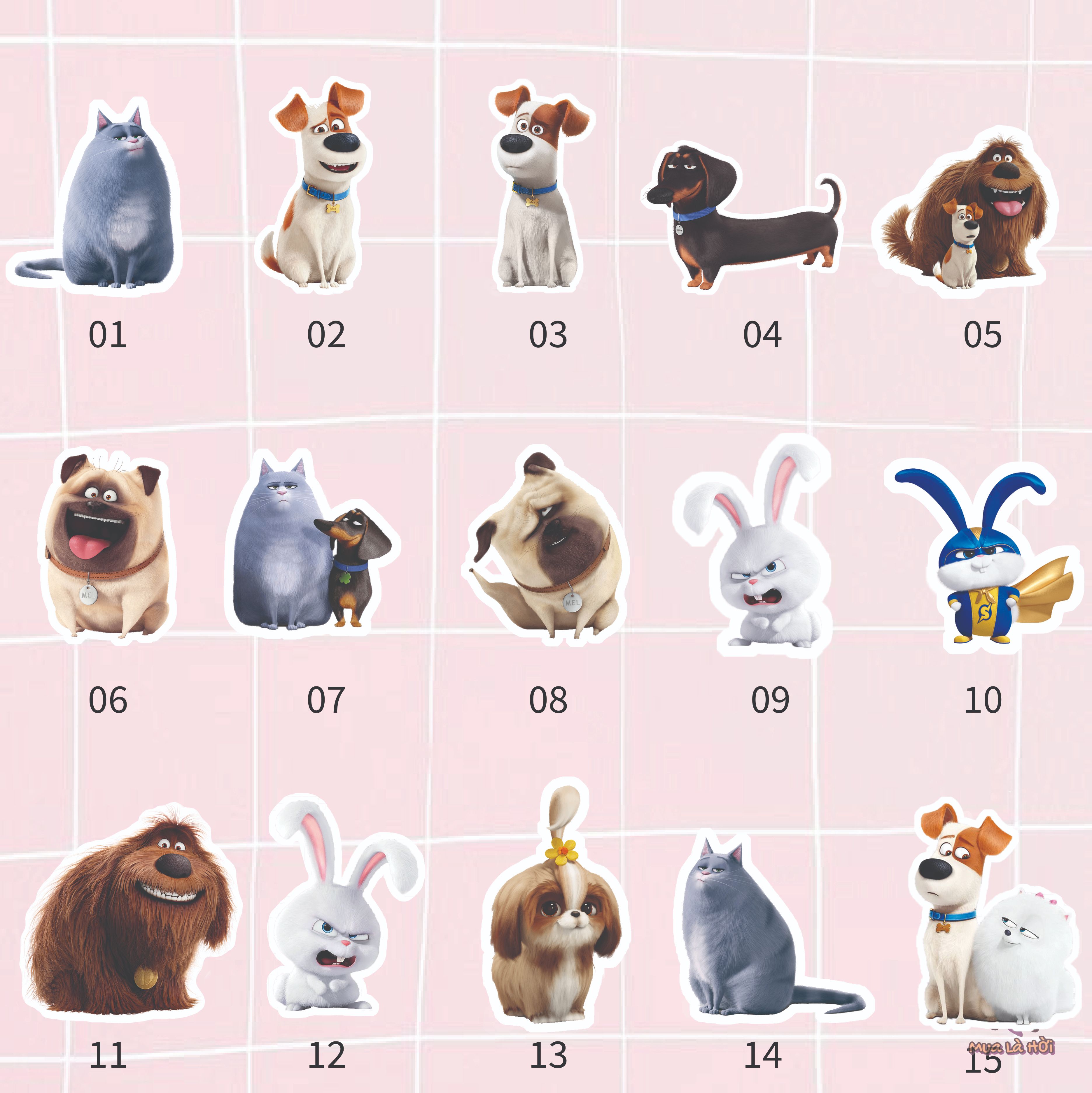 Miếng dán Stickers chủ đề The secret life of pets