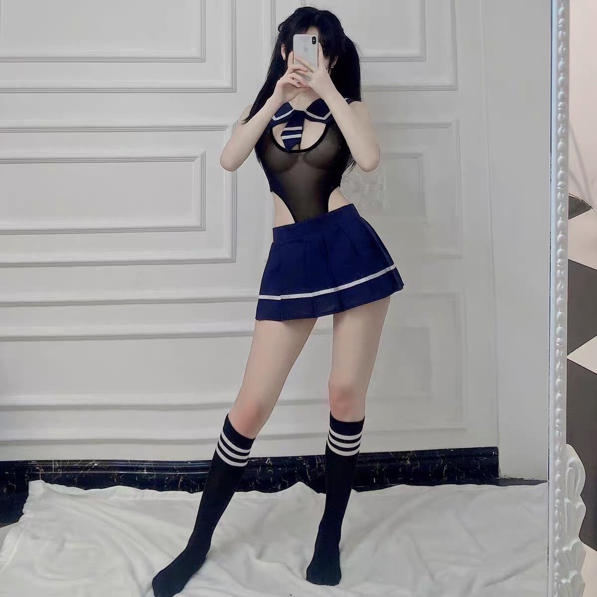 Váy ngủ cosplay bodysuit liền thân kèm chân váy sexy P82 - Đầm ngủ cosplay gợi cảm - Đồ ngủ nữ sexy