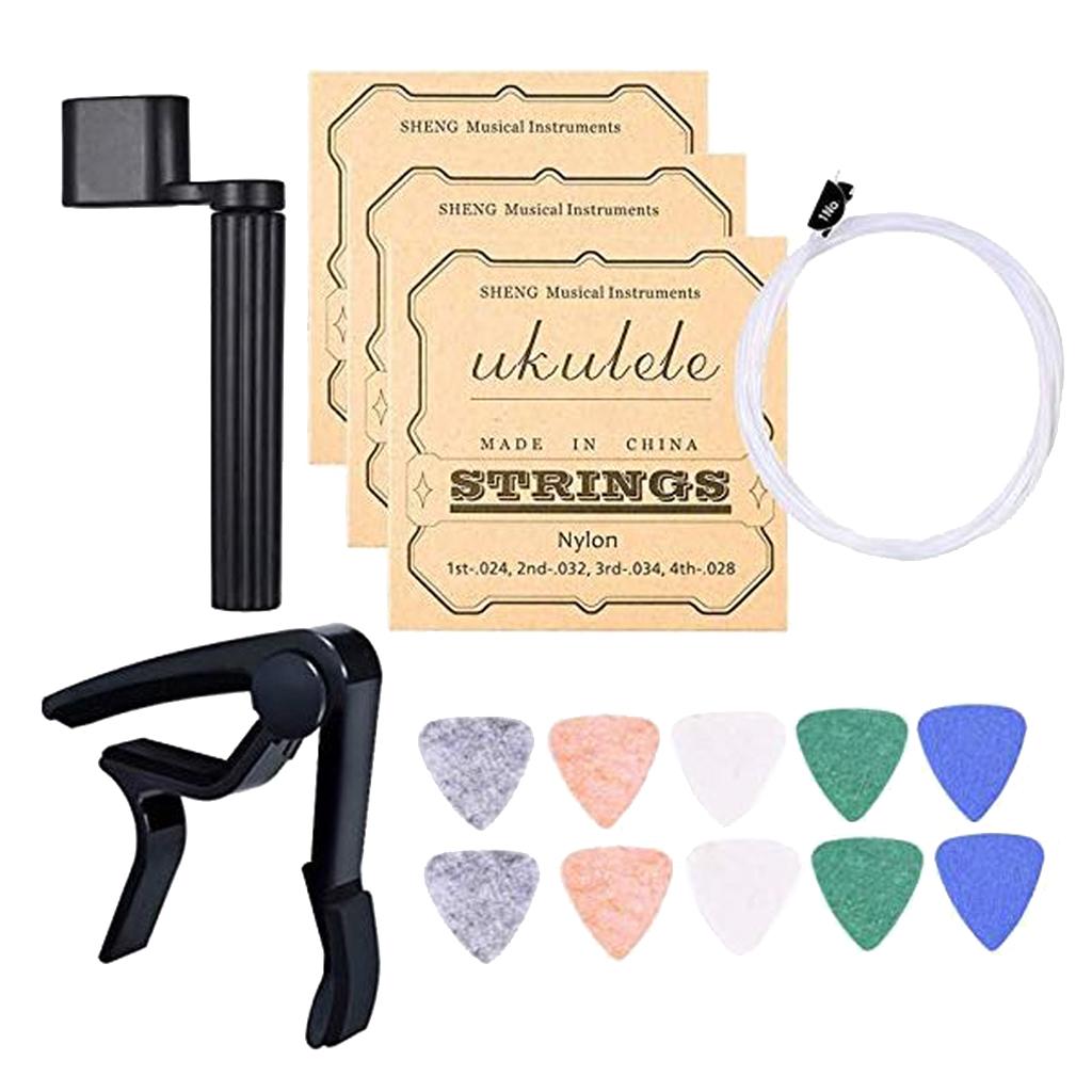 Dây Đàn Ukulele, Phím, Dây PEG Cuốn Gọn và Capo Đàn Ukulele Hộp Sửa Chữa
