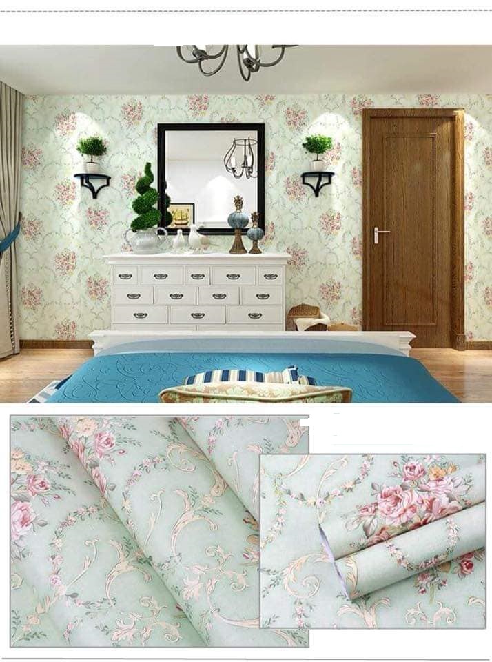 Combo 10M giấy dán tường Họa Tiết Xanh Ngọc