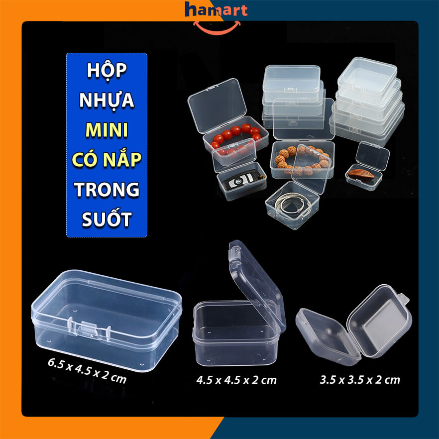 COMBO 5 Hộp Nhựa Mini Có Nắp Trong Suốt Khoá Kín Đựng Trang Sức Linh Kiện Ốc Vít Vật Dụng Nhỏ Tiện Lợi