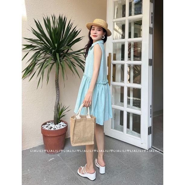 Đầm có bèo, sát nách, chất bố không quá dày, thích hợp đi dạo phố- THIẾT KẾ TỪ LIALILI