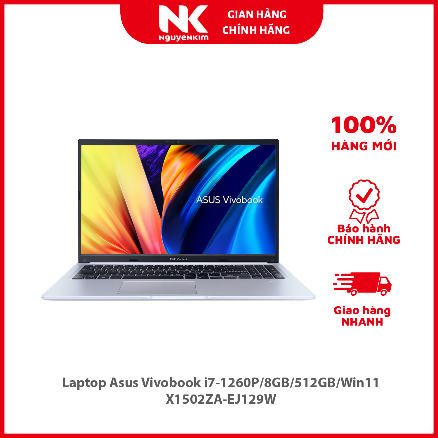 Laptop Asus Vivobook i7-1260P/8GB/512GB/Win11 X1502ZA-EJ129W - Hàng chính hãng