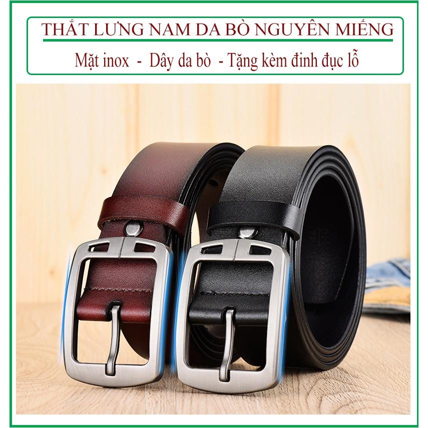 Thắt lưng nam da bò nguyên miếng, tặng kèm đinh đục lỗ thắt lưng.