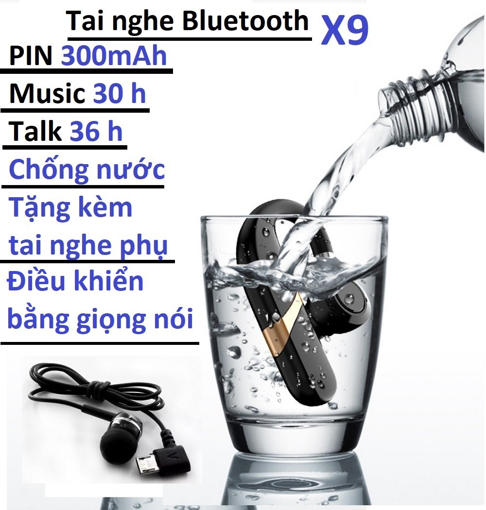 Tai Nghe Bluetooth X9 Móc Tai Xoay 190 Độ , Phiên Bản 2023 Bluetooth 5.1 , Sạc Nhanh TypeC , Pin 300mAh Nghe Nhạc Đàm Thoại Từ 20 Đến 40 Giờ Tùy Theo Mức Độ Âm Lượng