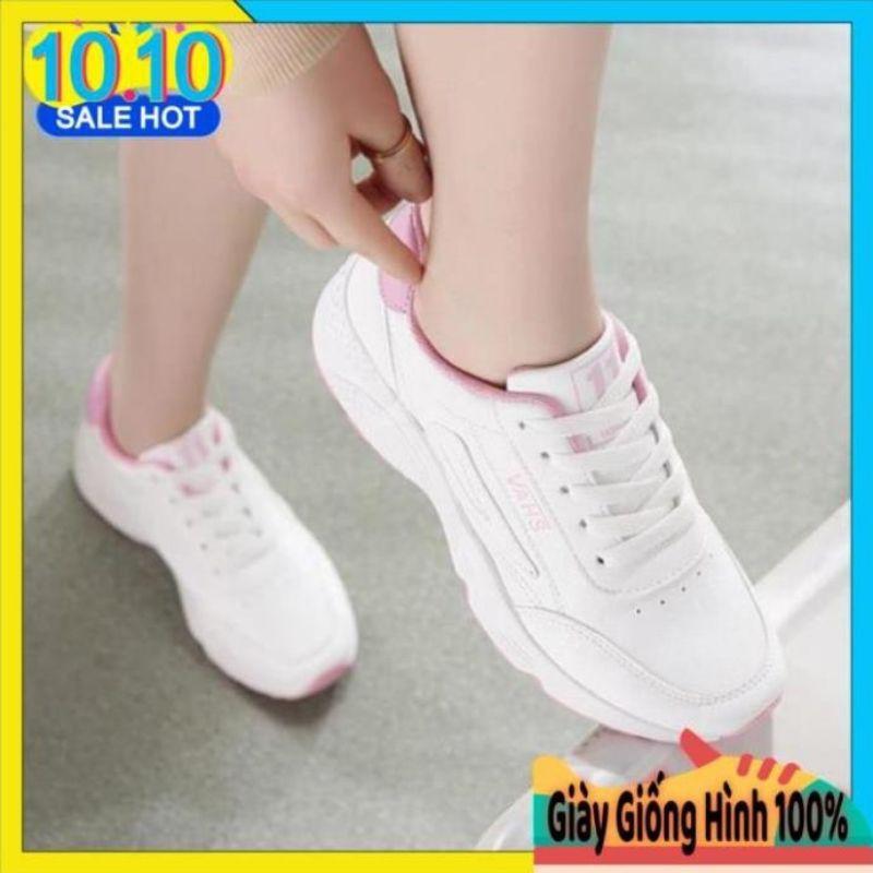 Giày dép nữ đẹp,Giày sneaker nữ trắng đế cao phối màu cá tính cực đẹp, Giày thể thao nữ đường 2 chỉ thời trang