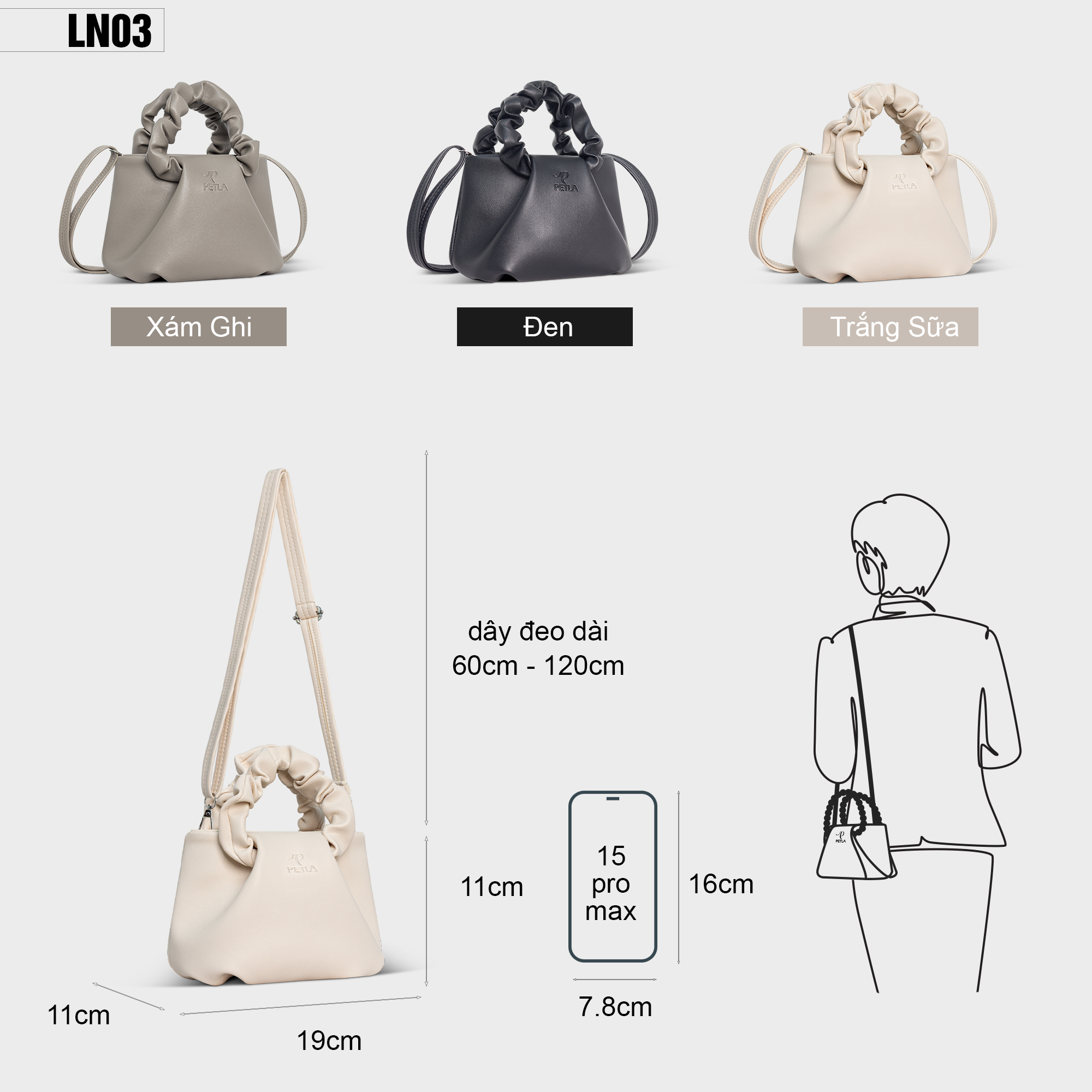 TÚI XÁCH NỮ THỜI TRANG MINI CẦM TAY LN03