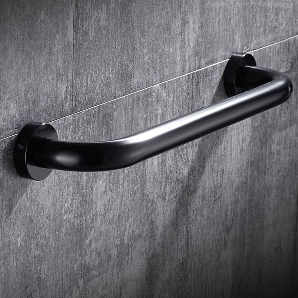 Durable Alumimum Towel Rail Safety Shower Bath Grab Bar Handle Black 30CM