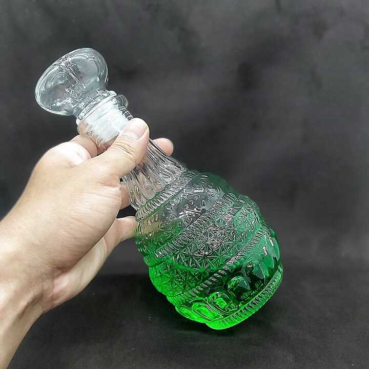 Chai Thủy Tinh cao cấp 500ML TRỤ TRÒN họa tiết THÁP PHẬT nổi siêu trong