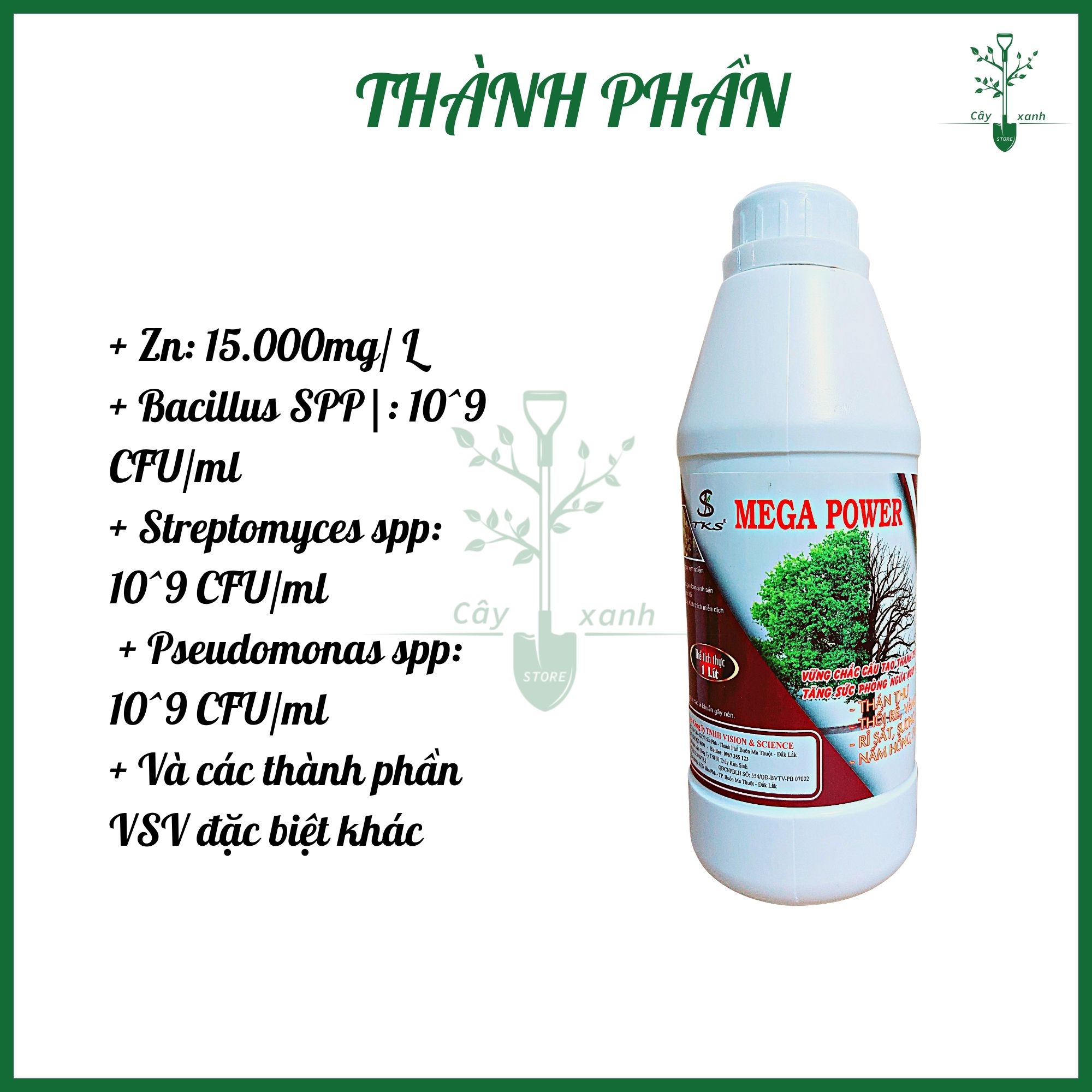 TKS MEGA POWER - Phòng trừ bệnh thán thư, sương mai, phấn trắng, bã trầu - Chai 1 Lít - Cây Xanh Store