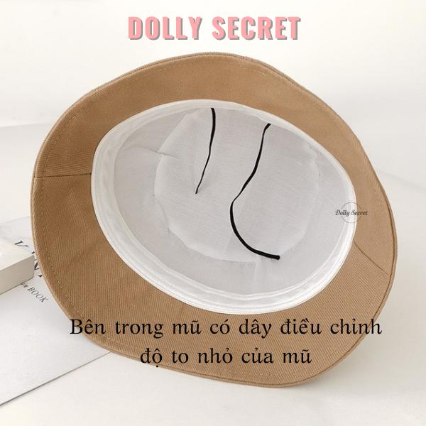 Mũ Bucket vành cụp kaki phong cách Vintage vải trơn, mũ tai bèo chống nắng DOLLY SECRET M08