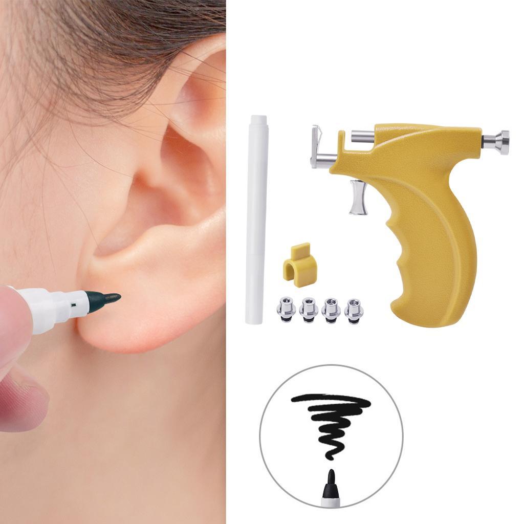 Ear Piercing Tool Kit Stainless Steel Ears Piercer Machine Home Use Yellow