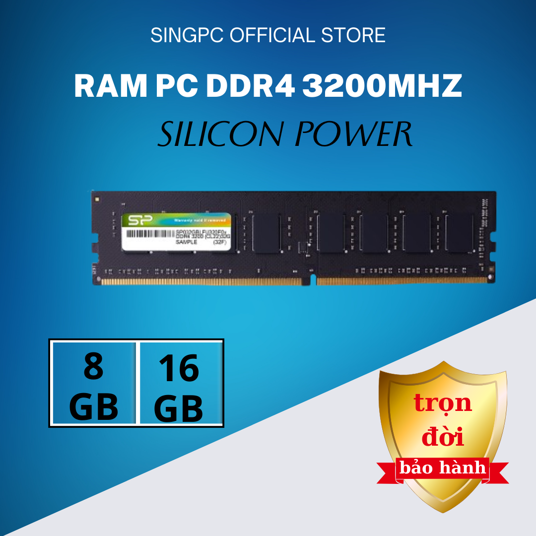 RAM Desktop Silicon Power 8GB 16GB DDR4 3200MHz CL22 UDIMM - Hàng chính hãng