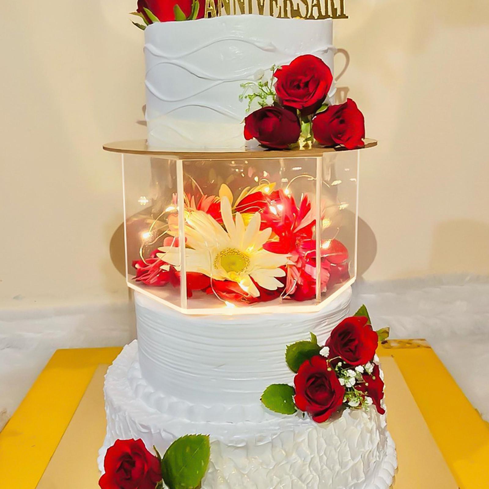 Clear Acrylic Cake Stand Hexagon Cake Tier for Wedding Display Food Birthday