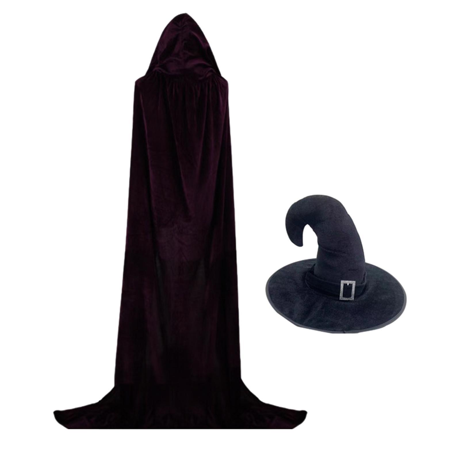 Halloween Witch Costume Set Apparel for Adults, Hooded Cape Photography Prop Outfits Cosplay Costume for Festivals, Carnival