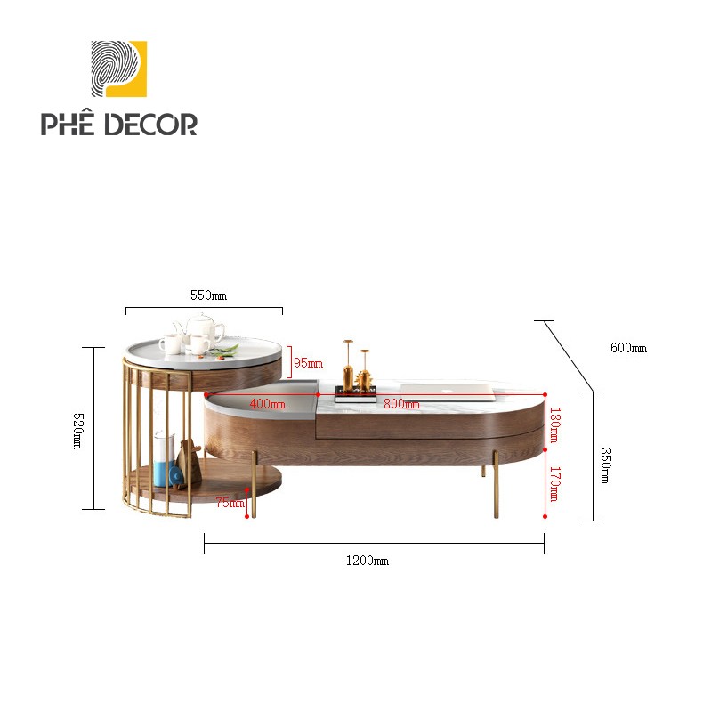BÀN TRÀ CAO CẤP - BT103 - Mặt kính