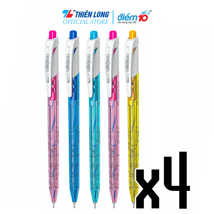 Combo 20 Bút Bi Thiên Long Điểm 10 Tp - 06 - Màu Thân Bút Ngẫu Nhiên - Mực Đen - Combo 20