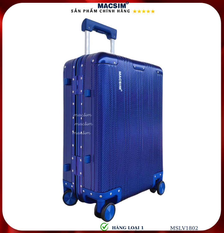 Vali hợp kim nhôm cao cấp Macsim MSLV1802 cỡ 20 inches màu xanh blue hàng loại 1