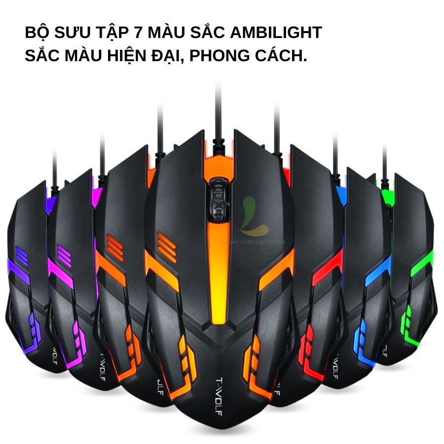 Chuột máy tính V1 - Chuột gaming giá rẻ có dây cắm USB tích hợp đèn led 7 màu cực bắt mắt