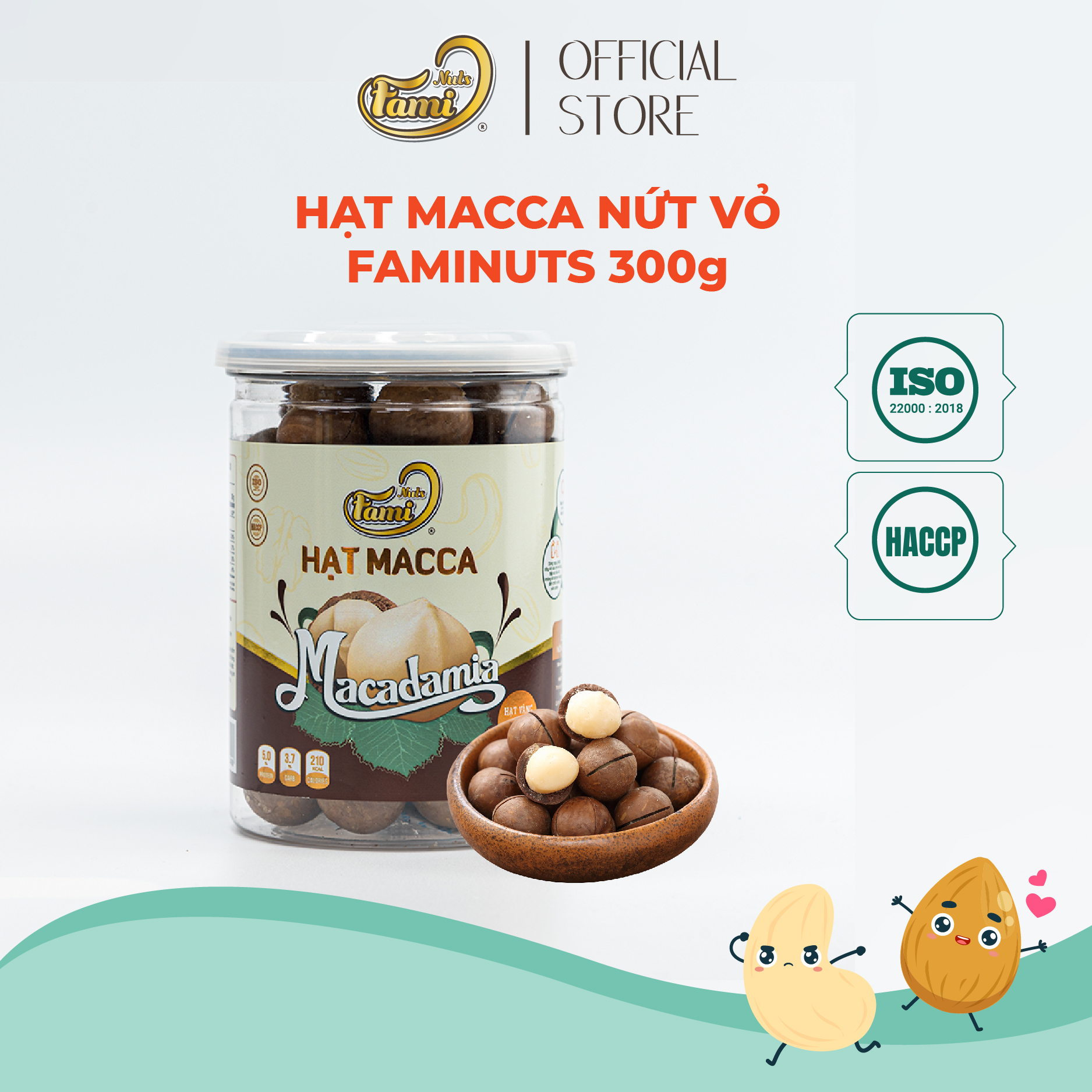 Tặng Kèm Lưỡi Khui Hạt Macca Úc Nứt Vỏ Nhập Khẩu - Hũ Nắp Nhôm 300G - Hạt Dinh Dưỡng Cao Cấp Faminuts