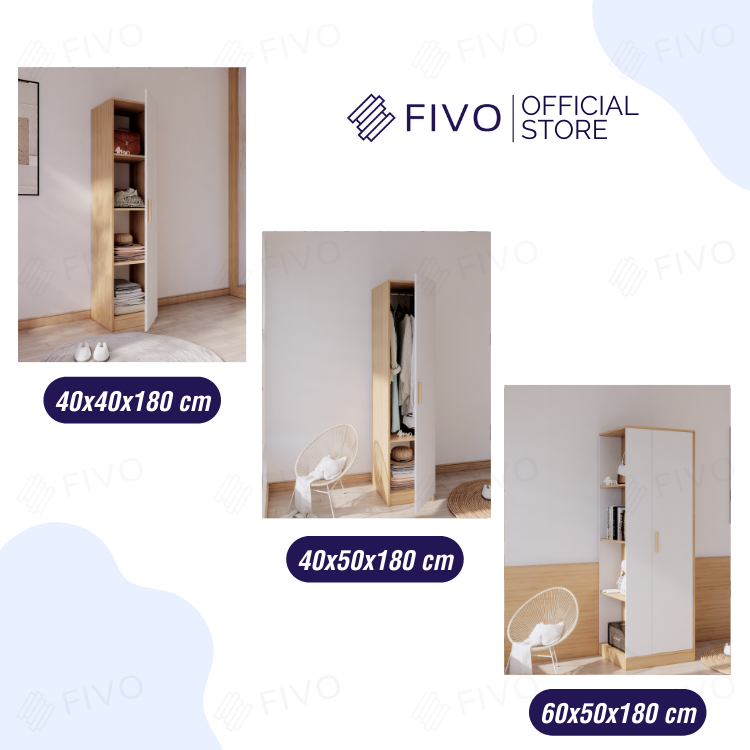 Tủ Quần Áo Gỗ Chống Ẩm Cao Cấp 1 Cửa FIVO FC06 Mẫu Mã Đa Dạng, Phù Hợp Cho Không Gian Nhà Nhỏ, Giá Rẻ - Màu Gỗ Trắng