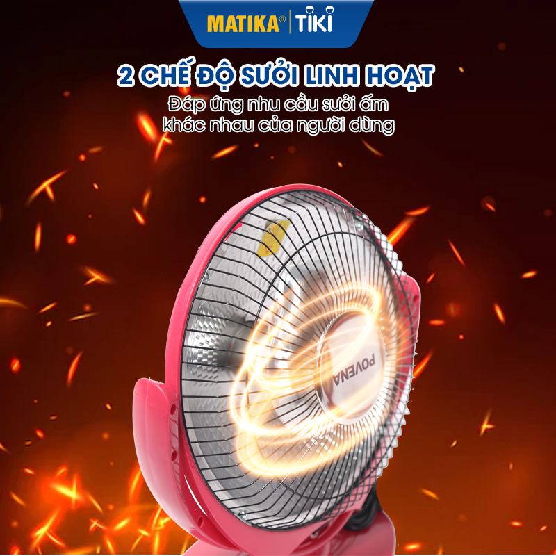 Quạt sưởi Halogen POVENA  quạt sưởi ấm 700W thiết kế nổi bật vận hành bền bỉ PVN-SH28 - Hàng chính hãng