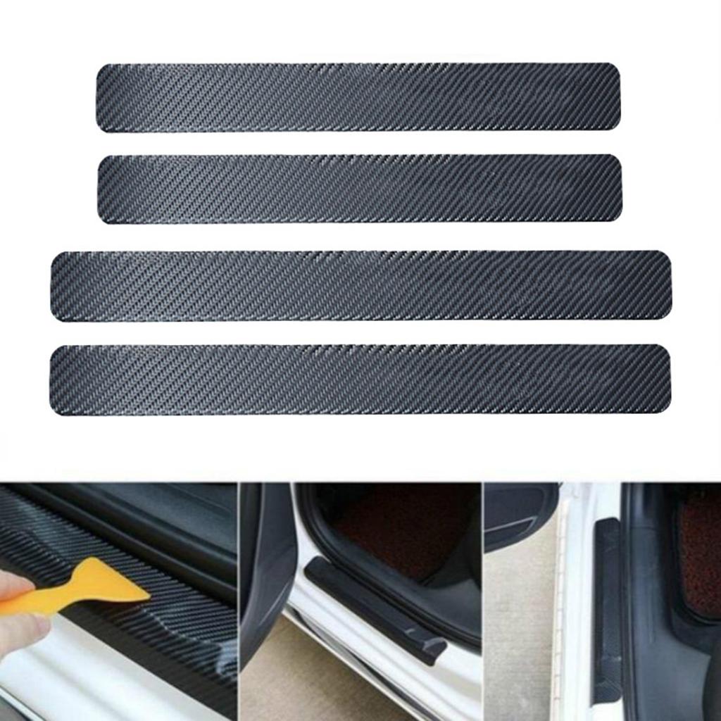 4pcs/set 3D Carbon Fiber Car Door Plate Sill Scuff Cover Panel Sticker