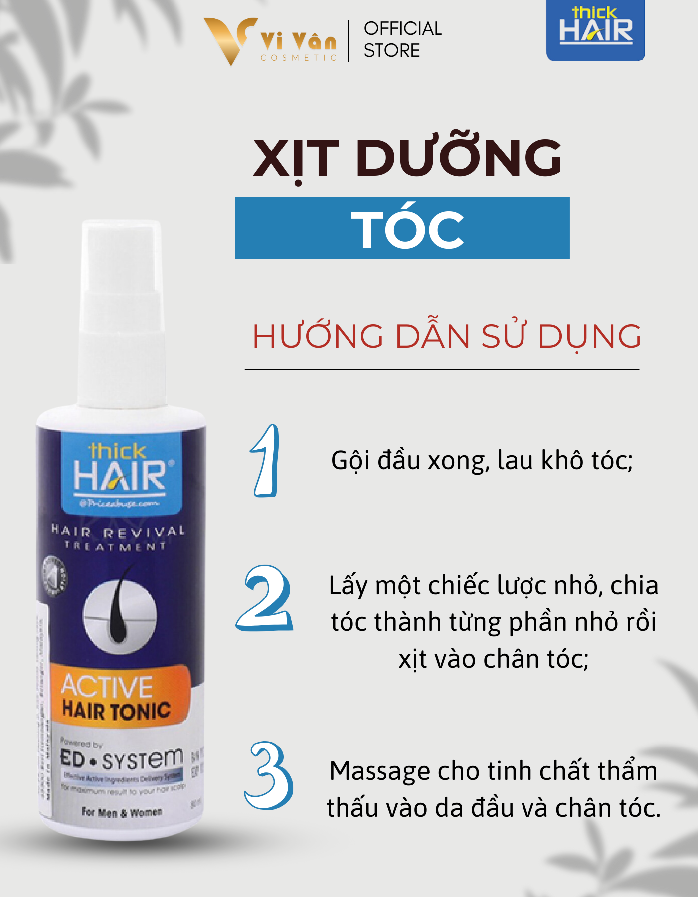 Xịt Nước Kích Mọc Tóc THICK HAIR TONIC 80ML I Tinh Chất Ngăn Rụng Tóc, Dưỡng Tóc - ( Vivan _ Cosmetics )