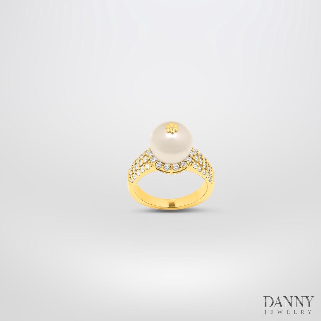 Nhẫn Nữ Danny Jewelry Bạc 925 Đính Ngọc Ốc Viền Đá CZ Xi Rhodium/Vàng hồng/Vàng 18k N0090