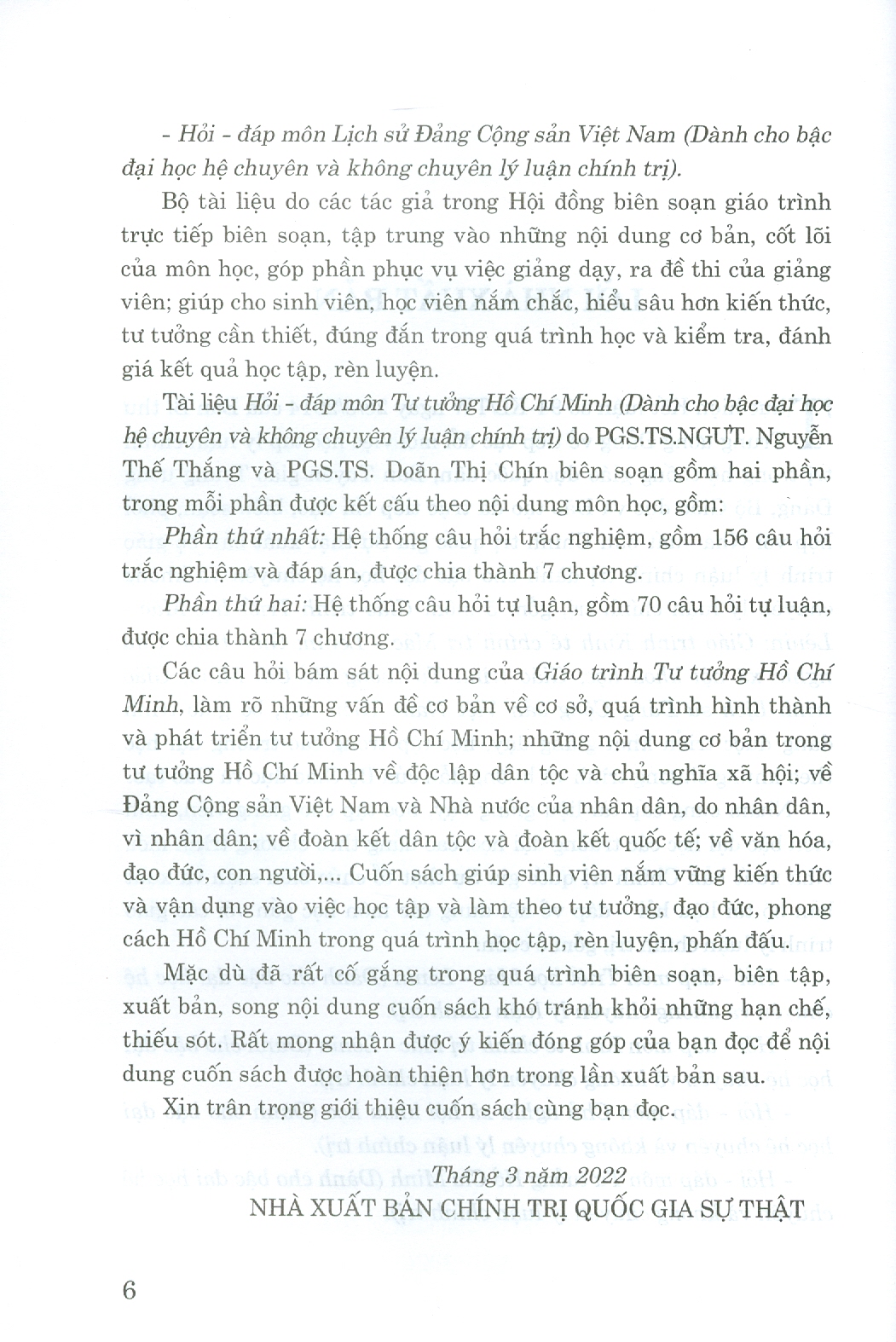 Hỏi - Đáp Môn Tư Tưởng Hồ Chí Minh