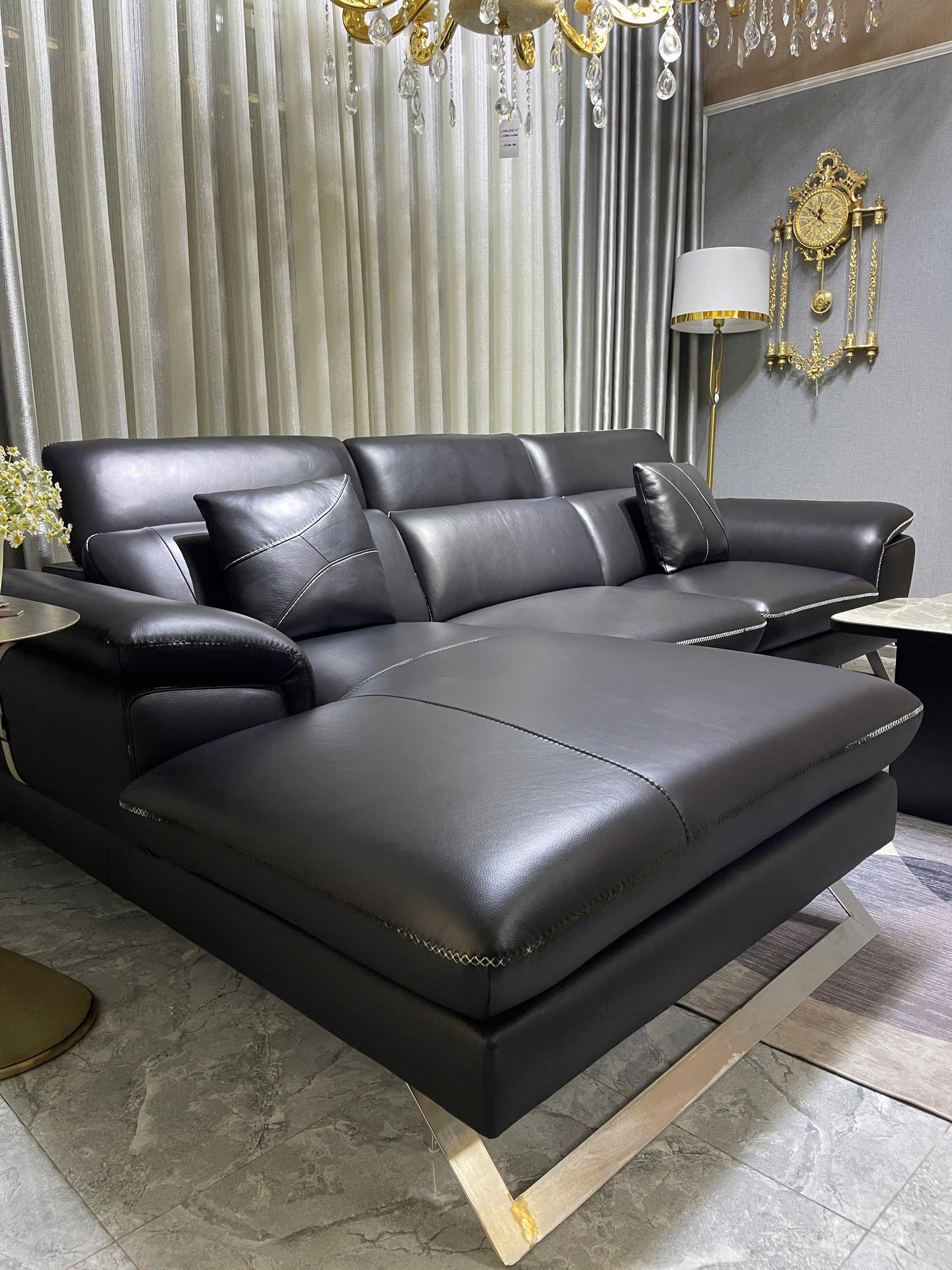 Sofa góc L da bò Italy Juno sofa SFLCT28 dài 2m9 x 1m8 - hàng cao cấp chuẩn da bò nhập khẩu Ý
