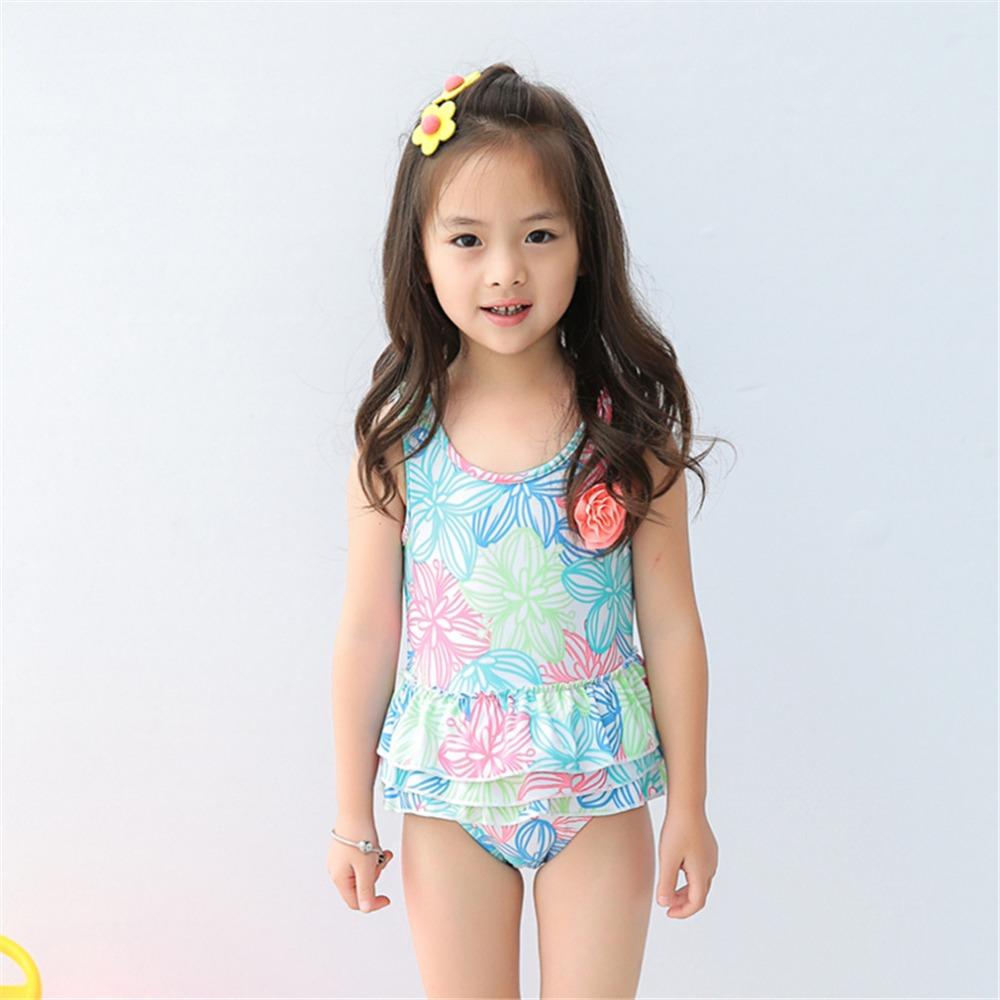 Cô Gái Đồ Bơi Với Hoa In 1-8 Y Trẻ Em Một Mảnh Trẻ Em Áo Tắm Bé Cát Đi Biển Trẻ Em bể Bơi Phù Hợp Với