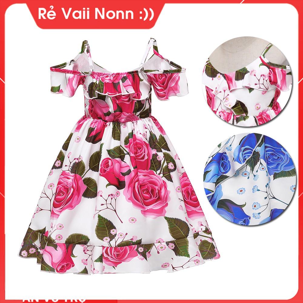 Đầm công chúa bé gái -Váy đầm công chúa cho bé gái dễ thương- đầm trễ vai bé gái