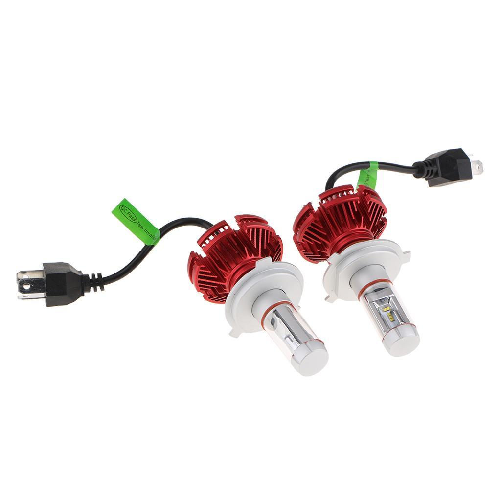 50W LED H4 6000LM Headlight Conversion Kit High Low Beam Bulb,Red