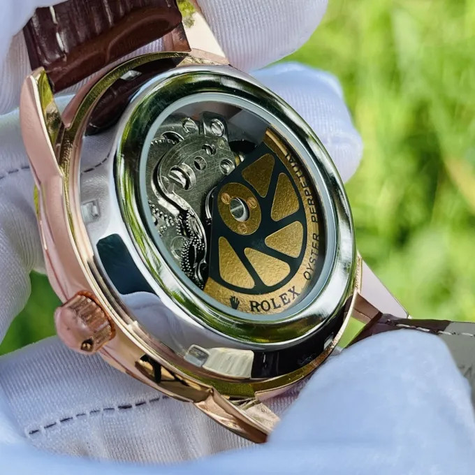 [Máy Cơ Automatic ] Đồng hồ RoLex Cơ Sun Moon 2 Màu Chạy Full Kim (Bảo Hành 2 Năm)