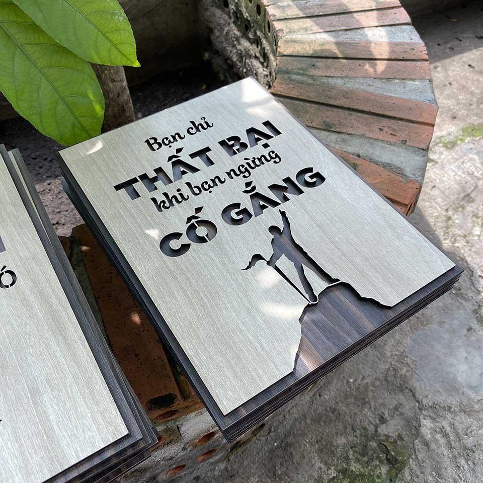 Tranh Treo Tường Gỗ trang trí, Tranh Tạo Động Lực Gỗ: bạn chỉ thất bại khi bạn ngừng cố gắng Mẫu VIAN72