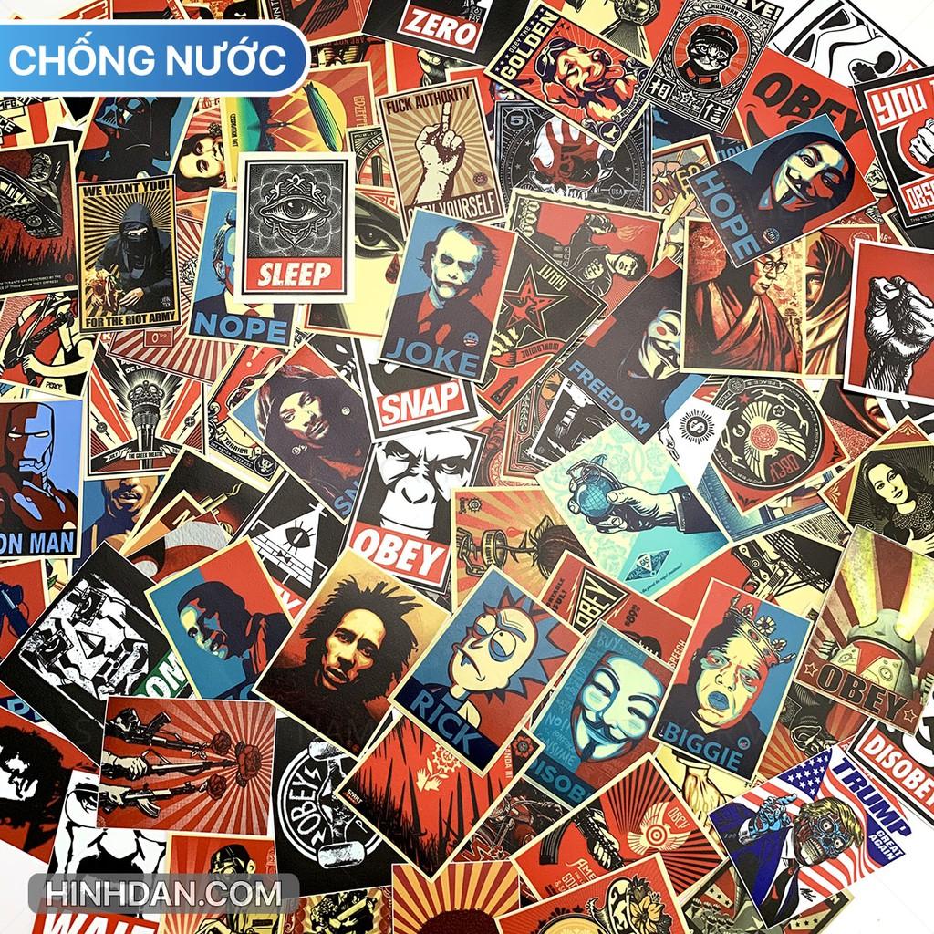 OBEY sticker  - Dán Trang Trí - Chất Liệu PVC Cán Màng Chất Lượng Cao Chống Nước, Chống Nắng, Không Bong Tróc Phai Màu