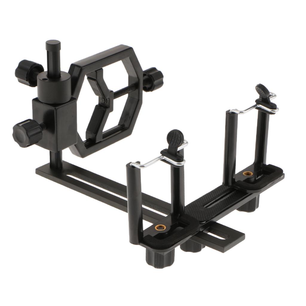 Telescope Binoculars Adapter Cellphone Mount Bracket + 2x Phone Holder Clip
