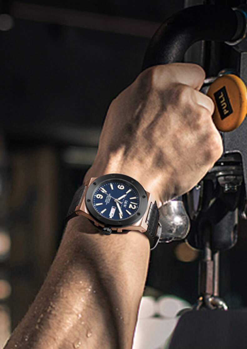 Đồng hồ nam chính hãng IW CARNIVAL IW589G-2 Kính sapphire ,chống xước,Chống nước ,Bảo hành 24 tháng,Máy cơ (Automatic),Dây da cao cấp,thiết kế lộ cơ thể thao