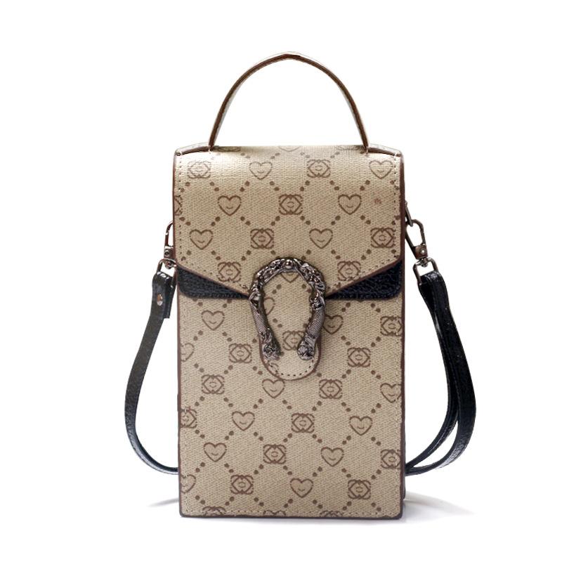 In Hình Nữ Đeo Vai Nữ Hình Vuông PU Da Vintage Nữ Đeo Chéo Túi Đeo Túi Đựng Điện Thoại Di Động Bolso Mujer