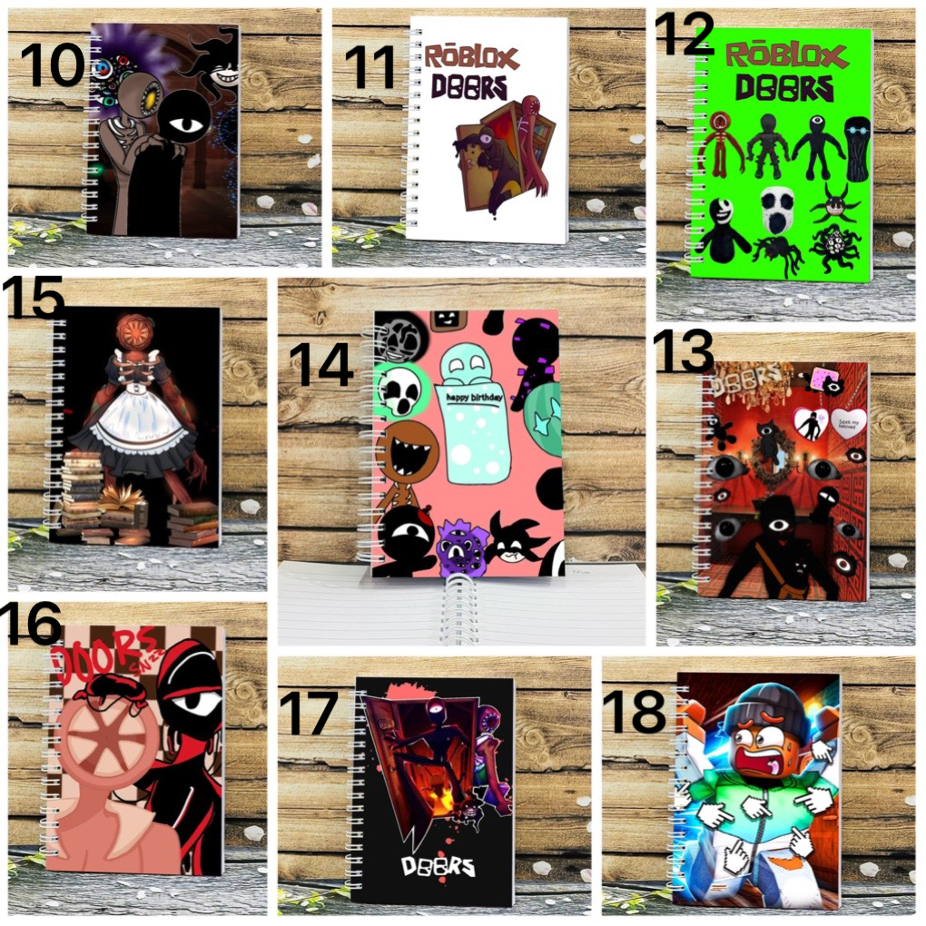 Sổ tay Roblox Doors Ambush figure seek hide Rush Eyes Halt Jack Glitch / sổ viết hình Roblox Doors Ambush figure seek hide Rush Eyes Halt Jack Glitch