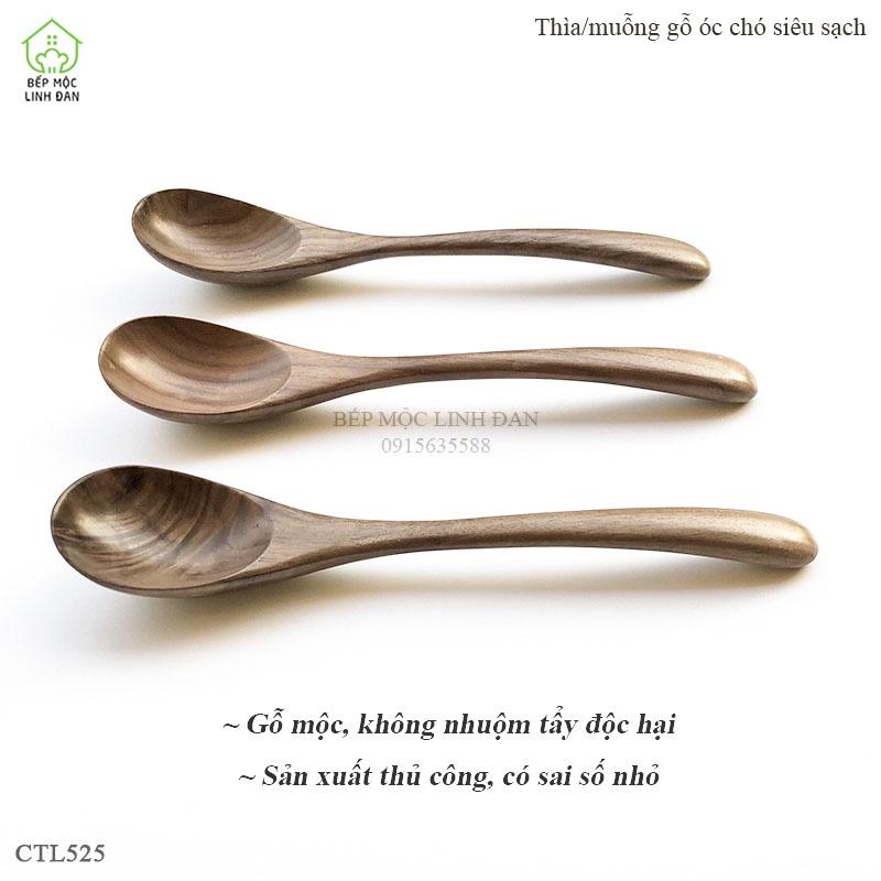 Thìa/muỗng gỗ óc chó siêu sạch, kiểu dáng đẹp (CTL525) Size 20cm_Xúc đồ khô, decor