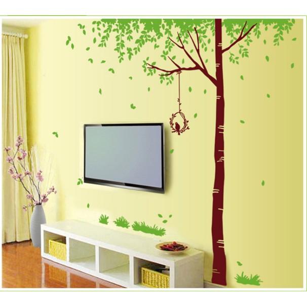 Decal trang trí tường - Cây xanh vòng nguyệt quế lớn LOVE...