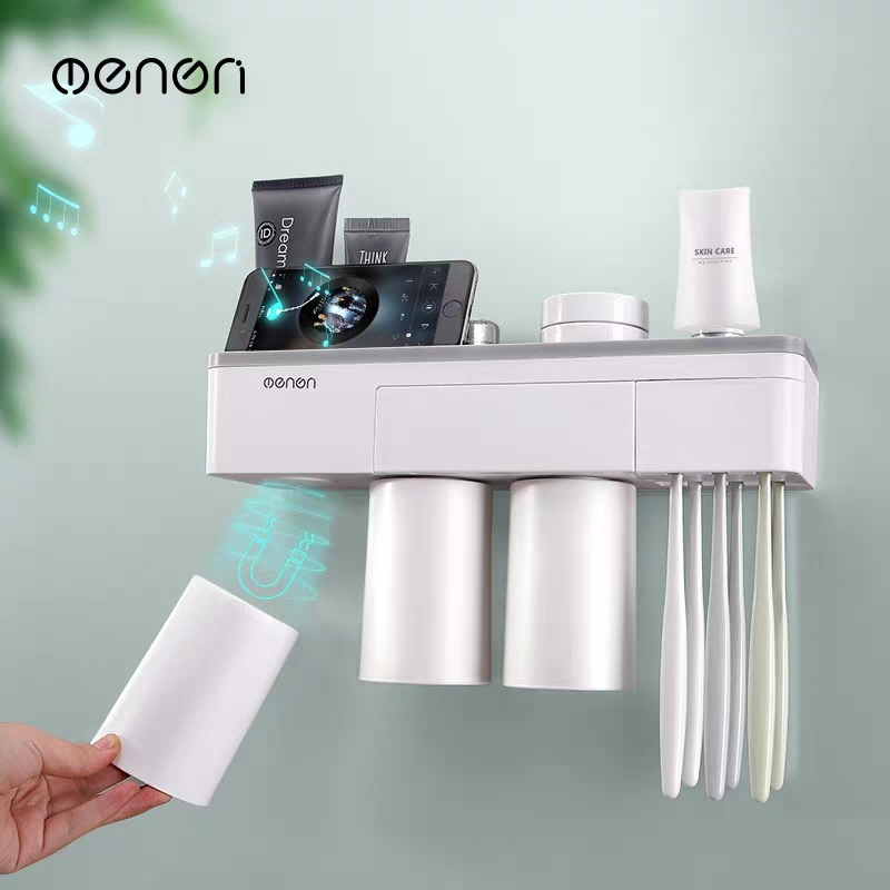 Kệ Để Đồ Phòng Tắm Thông Minh OENON 3 Cốc Kèm Hộp Nhả Kem Đánh Răng Tự Động