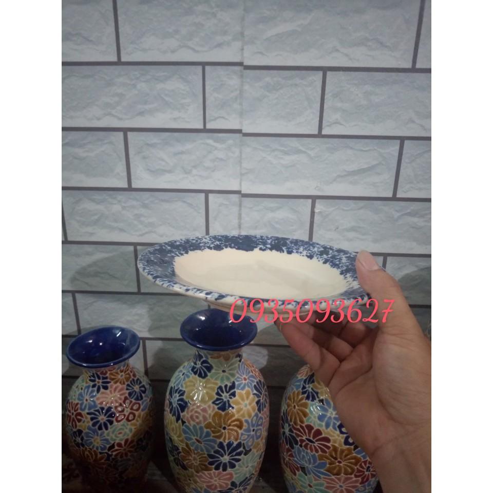 3 Đĩa sành hoa chấm tuyết 20 cm
