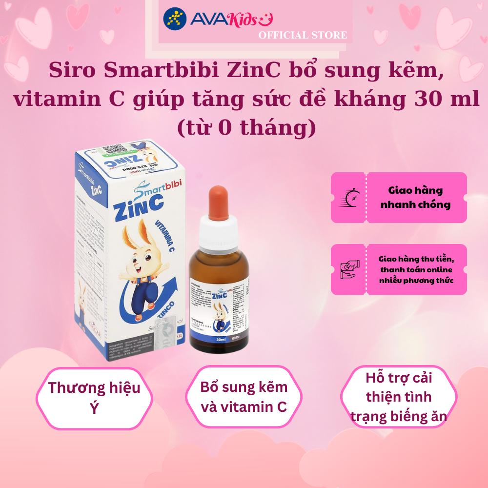 Siro Smartbibi ZinC bổ sung kẽm, vitamin C giúp tăng sức đề kháng 30 ml (từ 0 tháng)