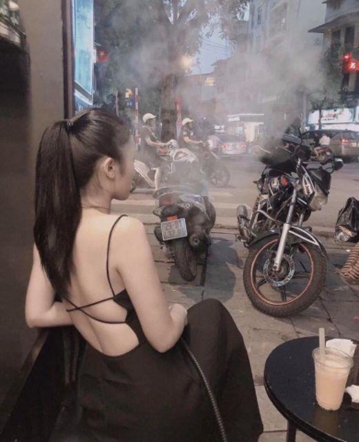 Đầm maxi đen chéo lưng sang trọng HÀNG SẴN CÓ VIDEO THẬT CAM KẾT ĐẸP DMX568