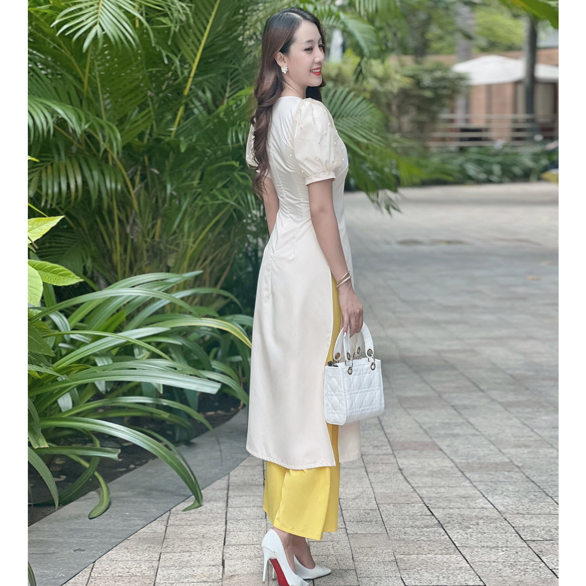 Áo dài Phụng ngậm ngọc phối tay AD031- Lady Fashion - Khánh Linh Style