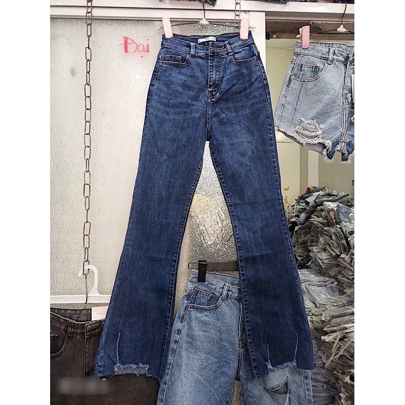 QUẦN JEANS LOE DÁNG DÀI LƯNG CAO 2 NÚT- ảnh thật shop chụp