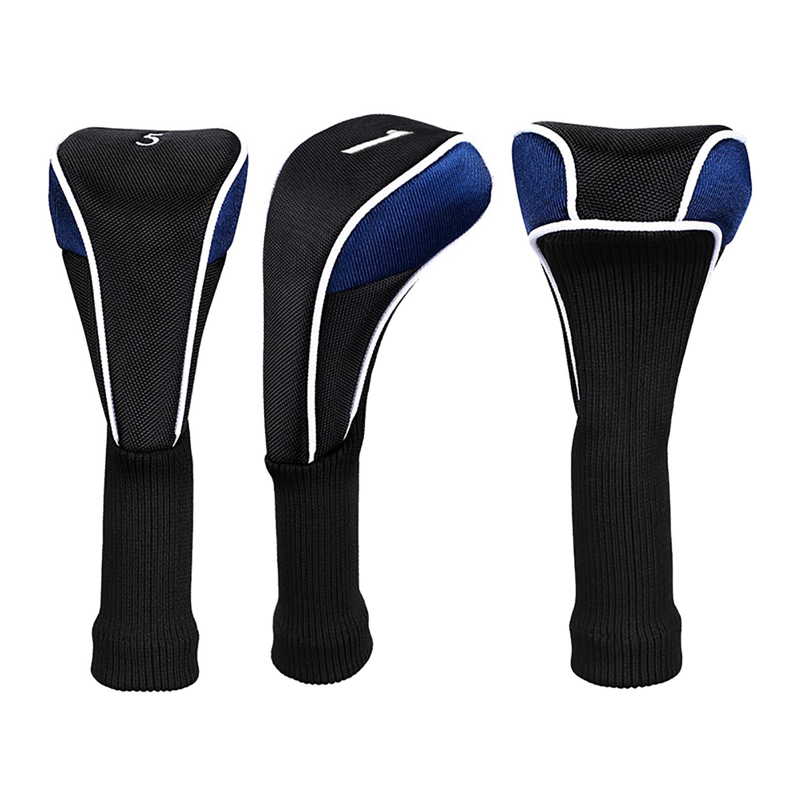 3Pcs/Set Golf Club Head Covers Driver 1 3 5 Fairway Woods Headcover with Tags Long Neck